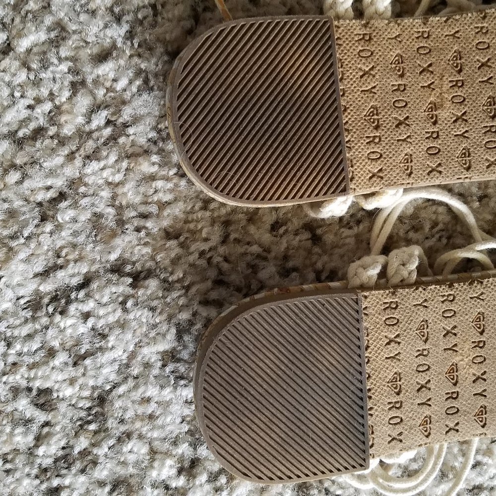 ROXY  WHITE GLADIATOR FLAT CORK SANDAL TIE SHOE 9 - Picture 7 of 9